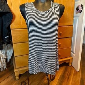 Charlotte Russe Black Gray Striped Tank Dress Small | Sleeveless Casual Mini